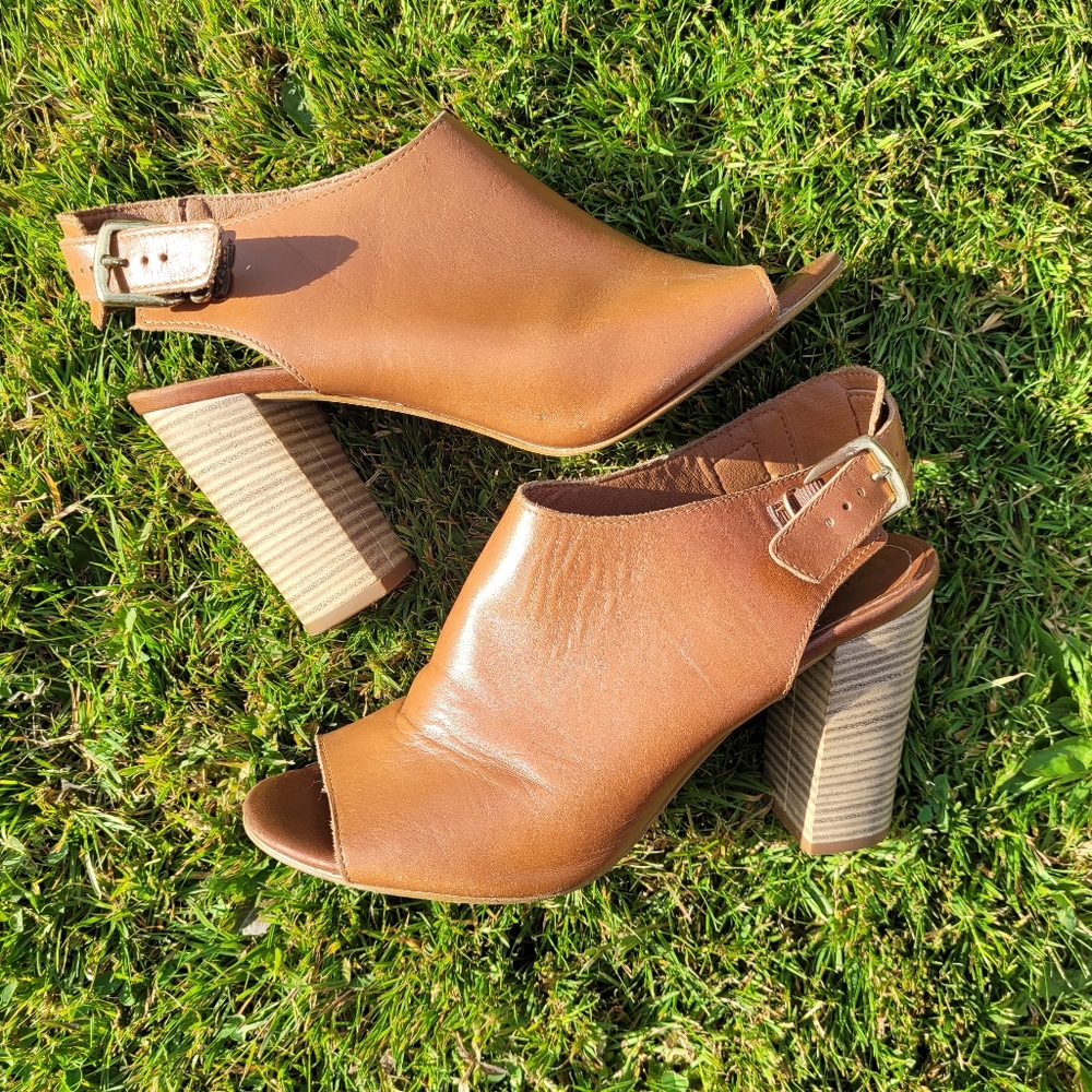 Kurt Geiger Carvela Open Toe Brown Leather Ankle Strap Booties Size EU40